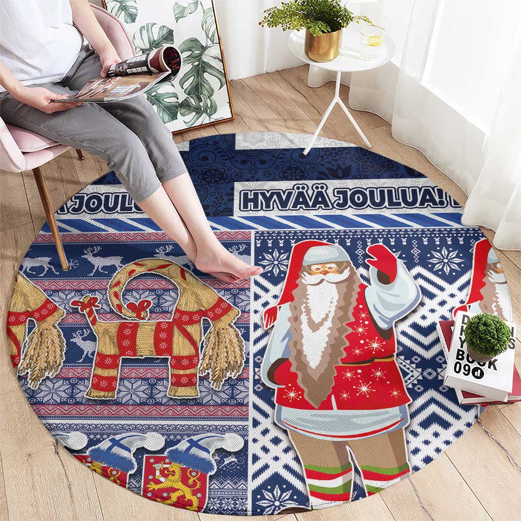 Yule Goat Joulupukki Finnish Christmas Round Carpet Scandinavian Pattern LT03 - Polynesian Pride