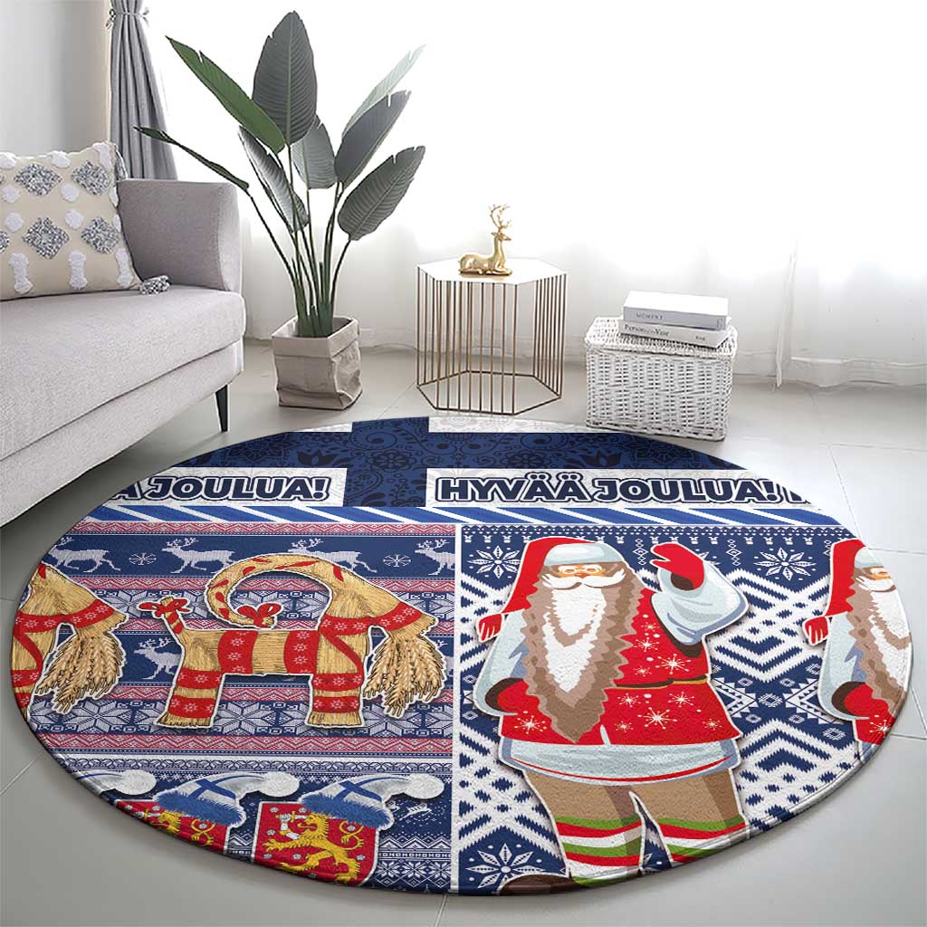Yule Goat Joulupukki Finnish Christmas Round Carpet Scandinavian Pattern LT03 - Polynesian Pride