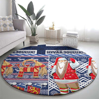 Yule Goat Joulupukki Finnish Christmas Round Carpet Scandinavian Pattern LT03 - Polynesian Pride
