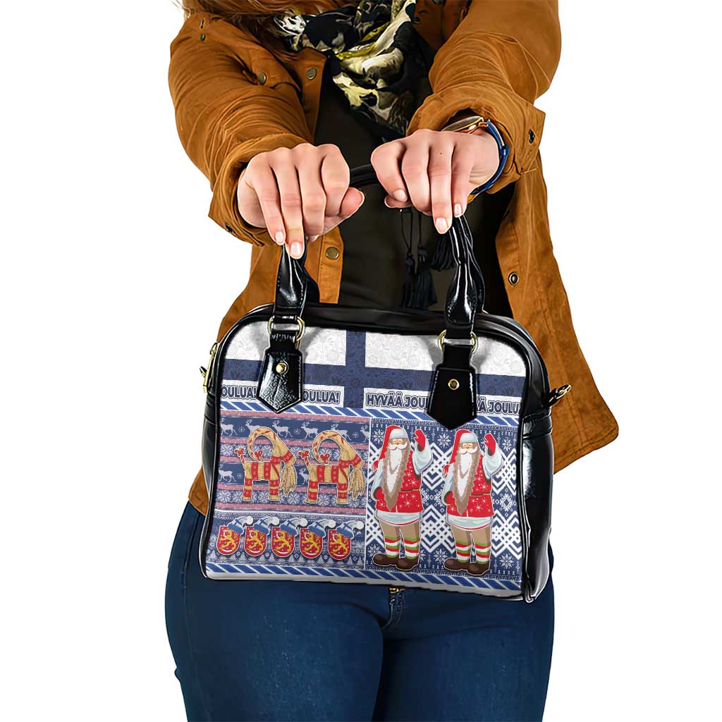 Yule Goat Joulupukki Finnish Christmas Shoulder Handbag Scandinavian Pattern LT03 One Size Blue - Polynesian Pride