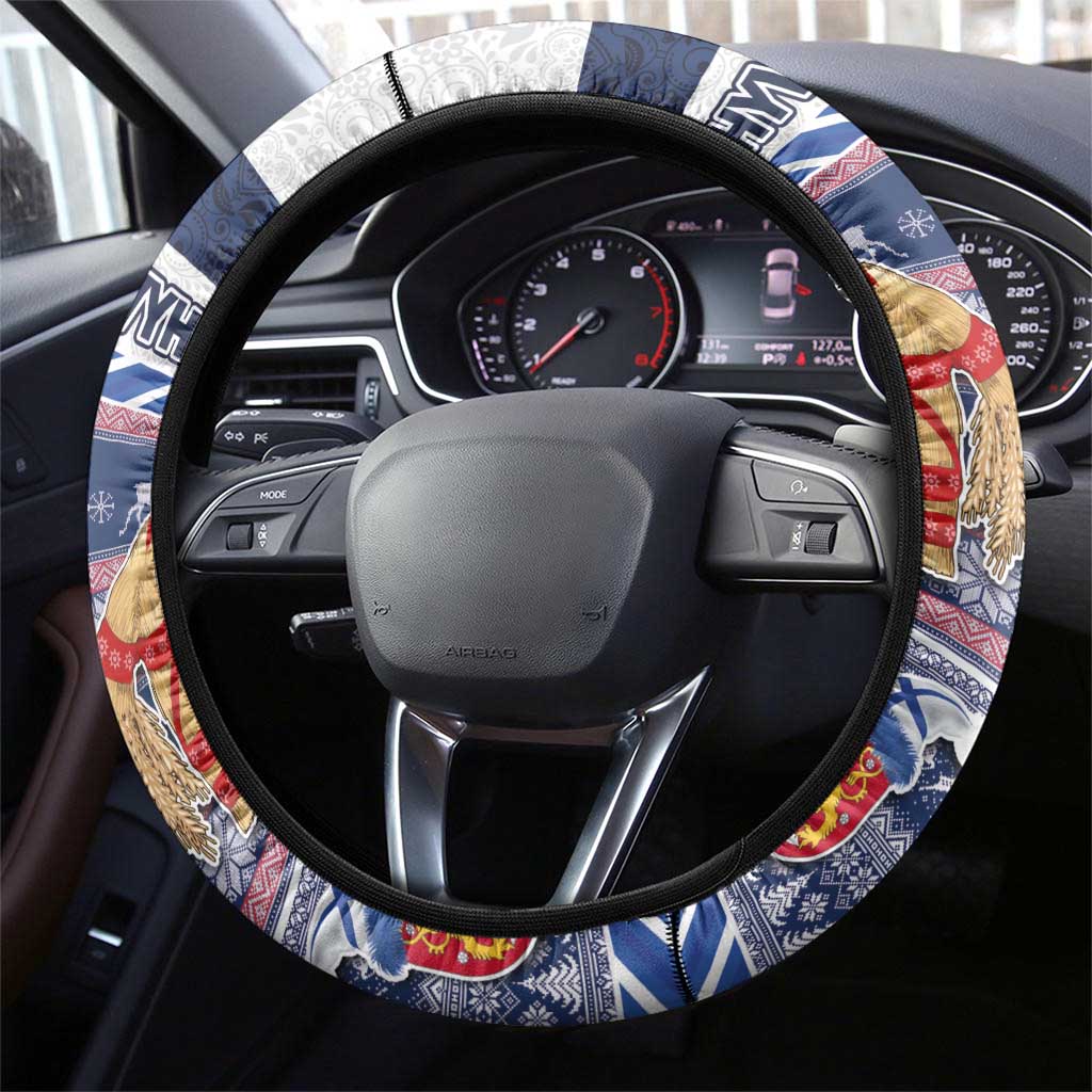 Yule Goat Joulupukki Finnish Christmas Steering Wheel Cover Scandinavian Pattern LT03 - Polynesian Pride