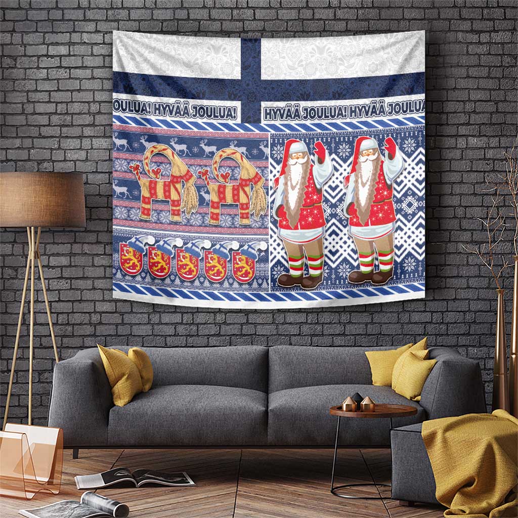 Yule Goat Joulupukki Finnish Christmas Tapestry Scandinavian Pattern LT03 Blue - Polynesian Pride