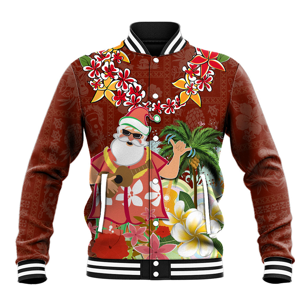 Hawaii Honu Mele Kalikimaka Baseball Jacket Santa Tropical Flower Aloha Summer Red Version LT03 Unisex Red - Polynesian Pride