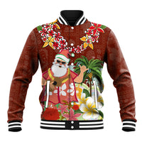 Hawaii Honu Mele Kalikimaka Baseball Jacket Santa Tropical Flower Aloha Summer Red Version LT03 Unisex Red - Polynesian Pride