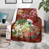 Hawaii Honu Mele Kalikimaka Blanket Santa Tropical Flower Aloha Summer Red Version LT03 - Polynesian Pride