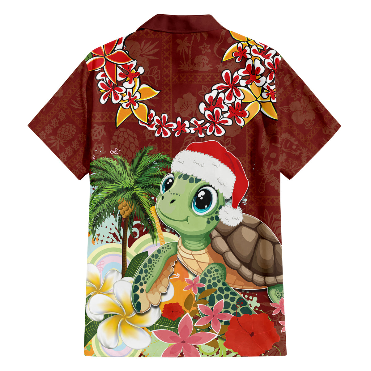 Hawaii Honu Mele Kalikimaka Family Matching Off Shoulder Maxi Dress and Hawaiian Shirt Santa Tropical Flower Aloha Summer Red Version LT03 - Polynesian Pride