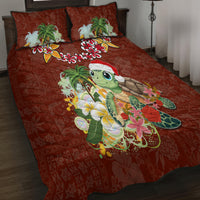 Hawaii Honu Mele Kalikimaka Quilt Bed Set Santa Tropical Flower Aloha Summer Red Version LT03 - Polynesian Pride