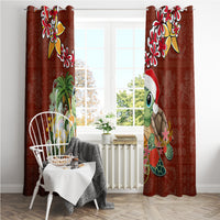 Hawaii Honu Mele Kalikimaka Window Curtain Santa Tropical Flower Aloha Summer Red Version LT03 - Polynesian Pride