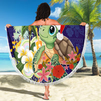 Hawaii Honu Mele Kalikimaka Beach Blanket Santa Tropical Flower Aloha Summer Blue Version LT03 - Polynesian Pride