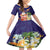 Hawaii Honu Mele Kalikimaka Family Matching Tank Maxi Dress and Hawaiian Shirt Santa Tropical Flower Aloha Summer Blue Version LT03 Daughter's Dress Blue - Polynesian Pride