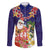 Hawaii Honu Mele Kalikimaka Family Matching Tank Maxi Dress and Hawaiian Shirt Santa Tropical Flower Aloha Summer Blue Version LT03 Dad's Shirt - Long Sleeve Blue - Polynesian Pride