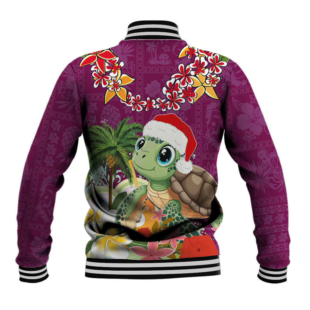 Hawaii Honu Mele Kalikimaka Baseball Jacket Santa Tropical Flower Aloha Summer Pink Version LT03 - Polynesian Pride