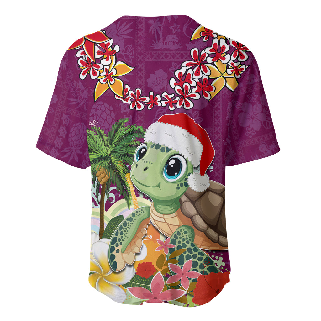 Hawaii Honu Mele Kalikimaka Baseball Jersey Santa Tropical Flower Aloha Summer Pink Version LT03 - Polynesian Pride
