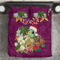 Hawaii Honu Mele Kalikimaka Bedding Set Santa Tropical Flower Aloha Summer Pink Version LT03 Pink - Polynesian Pride