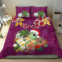 Hawaii Honu Mele Kalikimaka Bedding Set Santa Tropical Flower Aloha Summer Pink Version LT03 - Polynesian Pride