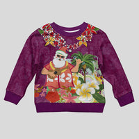 Hawaii Honu Mele Kalikimaka Kid Ugly Christmas Sweater Santa Tropical Flower Aloha Summer Pink Version LT03 Kid Pink - Polynesian Pride