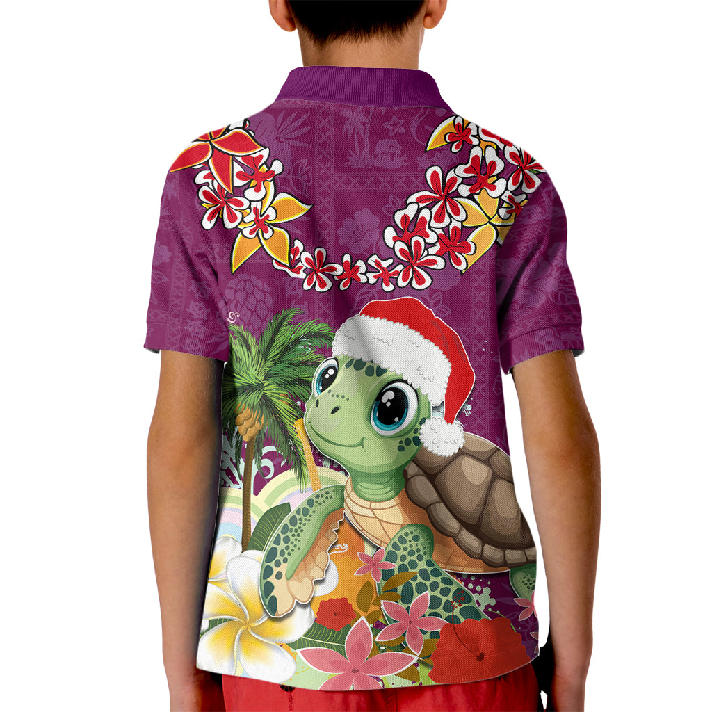 Hawaii Honu Mele Kalikimaka Kid Polo Shirt Santa Tropical Flower Aloha Summer Pink Version LT03 - Polynesian Pride