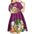 Hawaii Honu Mele Kalikimaka Kid Short Sleeve Dress Santa Tropical Flower Aloha Summer Pink Version LT03 - Polynesian Pride