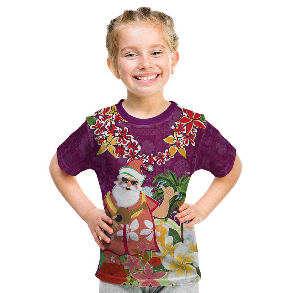 Hawaii Honu Mele Kalikimaka Kid T Shirt Santa Tropical Flower Aloha Summer Pink Version LT03 Pink - Polynesian Pride