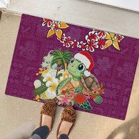 Hawaii Honu Mele Kalikimaka Rubber Doormat Santa Tropical Flower Aloha Summer Pink Version LT03 - Polynesian Pride