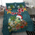Hawaii Honu Mele Kalikimaka Bedding Set Santa Tropical Flower Aloha Summer Turquoise Version LT03 - Polynesian Pride