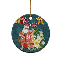 Hawaii Honu Mele Kalikimaka Ceramic Ornament Santa Tropical Flower Aloha Summer Turquoise Version LT03 - Polynesian Pride