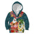 Hawaii Honu Mele Kalikimaka Kid Hoodie Santa Tropical Flower Aloha Summer Turquoise Version LT03 - Polynesian Pride