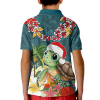 Hawaii Honu Mele Kalikimaka Kid Polo Shirt Santa Tropical Flower Aloha Summer Turquoise Version LT03 - Polynesian Pride
