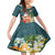 Hawaii Honu Mele Kalikimaka Kid Short Sleeve Dress Santa Tropical Flower Aloha Summer Turquoise Version LT03 KID Turquoise - Polynesian Pride
