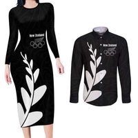 Personalised New Zealand Canoeing Special Jersey Couples Matching Long Sleeve Bodycon Dress and Long Sleeve Button Shirt