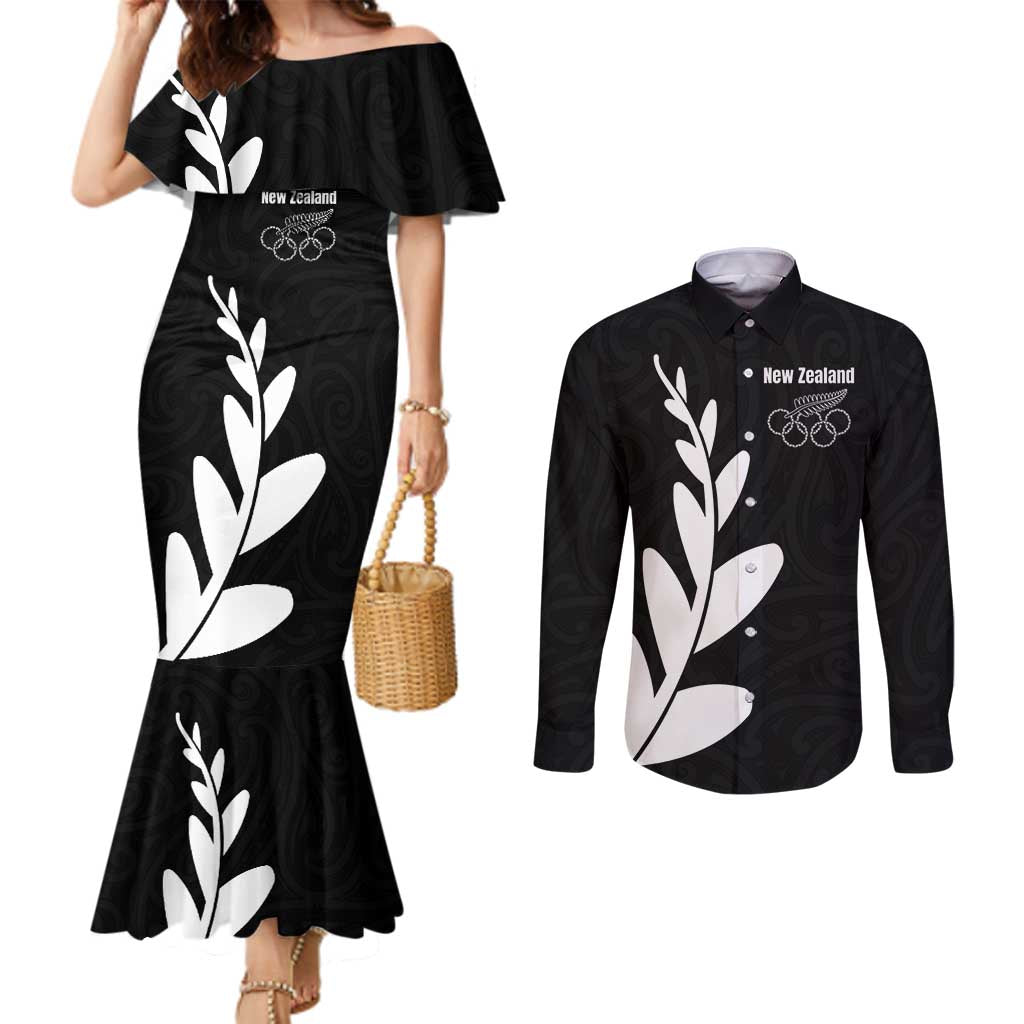 Personalised New Zealand Canoeing Special Jersey Couples Matching Mermaid Dress and Long Sleeve Button Shirt