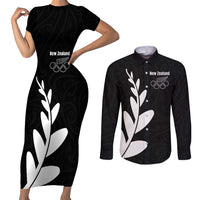 Personalised New Zealand Canoeing Special Jersey Couples Matching Short Sleeve Bodycon Dress and Long Sleeve Button Shirt