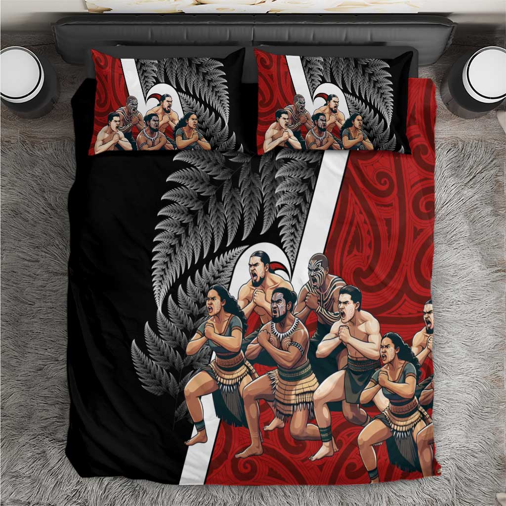 New Zealand Te Matatini Bedding Set Kapa Haka and Silver Fern - Maori Art Pattern LT03 Black - Polynesian Pride