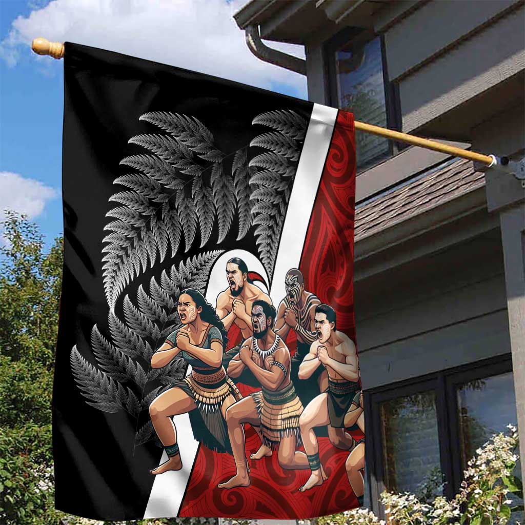 New Zealand Te Matatini Garden Flag Kapa Haka and Silver Fern - Maori Art Pattern
