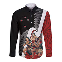 New Zealand Te Matatini Long Sleeve Button Shirt Kapa Haka and Silver Fern - Maori Art Pattern