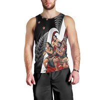 New Zealand Te Matatini Men Tank Top Kapa Haka and Silver Fern - Maori Art Pattern