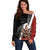 New Zealand Te Matatini Off Shoulder Sweater Kapa Haka and Silver Fern - Maori Art Pattern