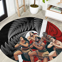 New Zealand Te Matatini Round Carpet Kapa Haka and Silver Fern - Maori Art Pattern