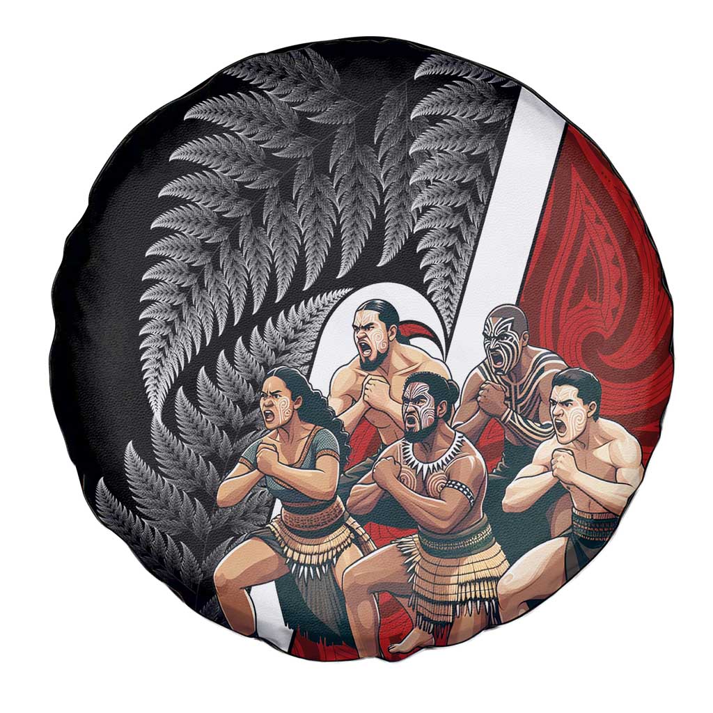 New Zealand Te Matatini Spare Tire Cover Kapa Haka and Silver Fern - Maori Art Pattern