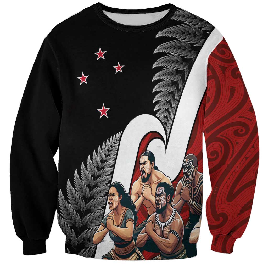 New Zealand Te Matatini Sweatshirt Kapa Haka and Silver Fern - Maori Art Pattern