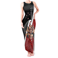 New Zealand Te Matatini Tank Maxi Dress Kapa Haka and Silver Fern - Maori Art Pattern