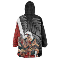 New Zealand Te Matatini Wearable Blanket Hoodie Kapa Haka and Silver Fern - Maori Art Pattern