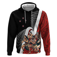 New Zealand Te Matatini Zip Hoodie Kapa Haka and Silver Fern - Maori Art Pattern LT03 Pullover Hoodie Black - Polynesian Pride