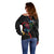New Zealand Tui Birds Love Couple Off Shoulder Sweater The Heart of Silver Fern Leaves and Maori Tattoo Pattern