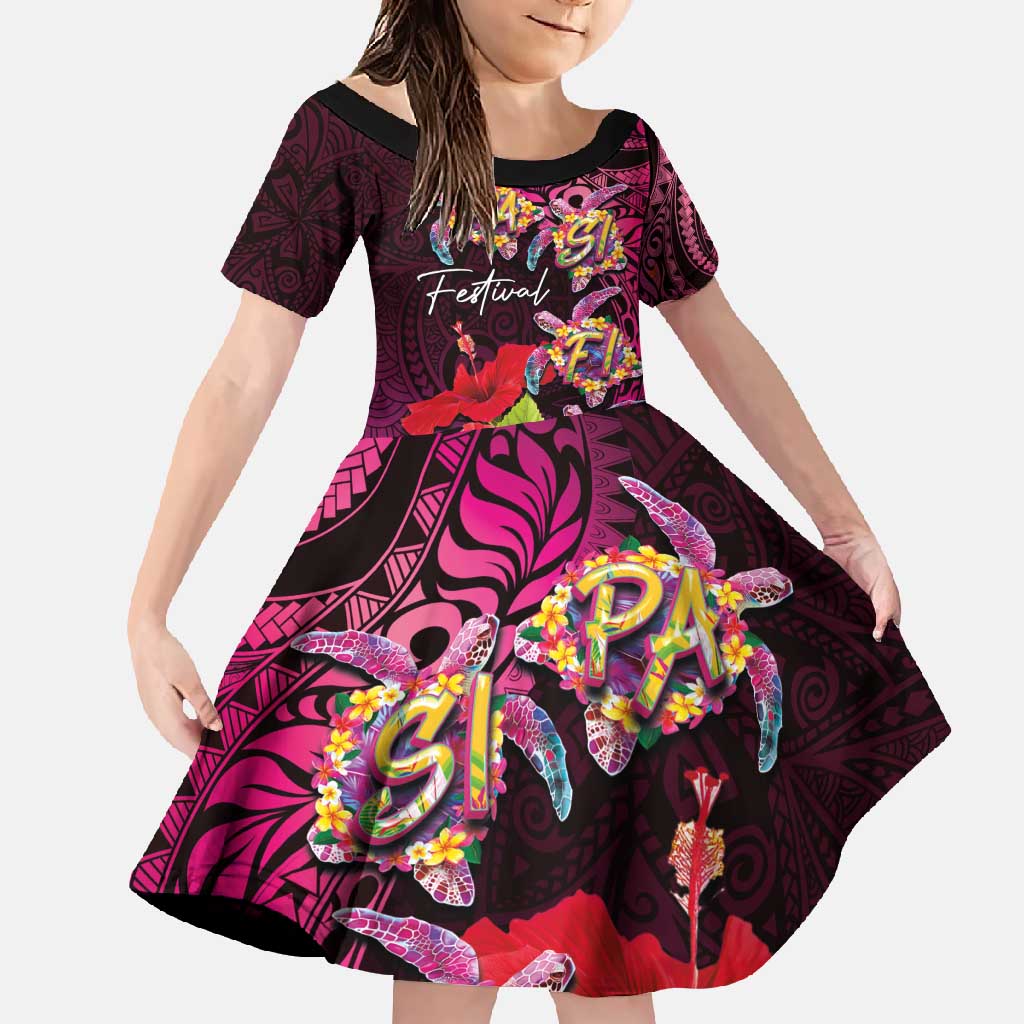 Pasifika Festival Family Matching Tank Maxi Dress and Hawaiian Shirt Plumeria Turtles with Hibiscus - Polynesian Art Tattoo Pink Color