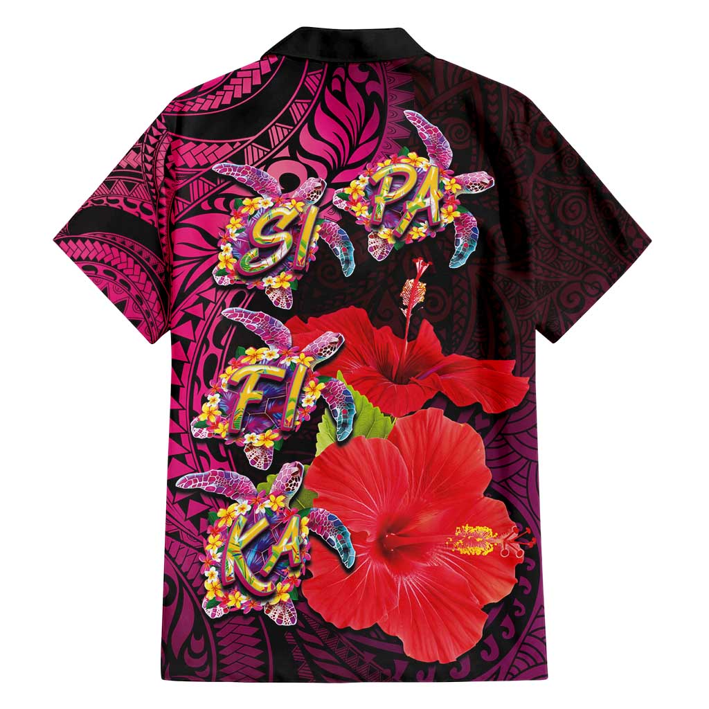 Pasifika Festival Family Matching Tank Maxi Dress and Hawaiian Shirt Plumeria Turtles with Hibiscus - Polynesian Art Tattoo Pink Color