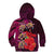 Pasifika Festival Kid Hoodie Plumeria Turtles with Hibiscus - Polynesian Art Tattoo Pink Color