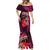 Pasifika Festival Mermaid Dress Plumeria Turtles with Hibiscus - Polynesian Art Tattoo Pink Color