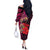 Pasifika Festival Off The Shoulder Long Sleeve Dress Plumeria Turtles with Hibiscus - Polynesian Art Tattoo Pink Color