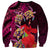 Pasifika Festival Sweatshirt Plumeria Turtles with Hibiscus - Polynesian Art Tattoo Pink Color